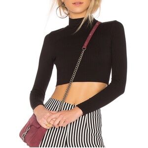Privacy Please Black Ribbed Long Sleeve Crop Top